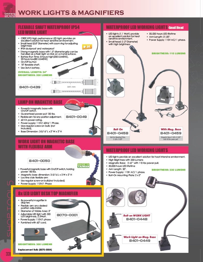 8X LED DESK TOP MAGNIFIER (8070-0001)