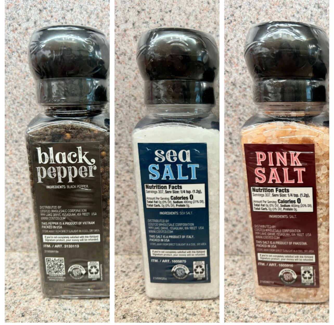 Kirkland Salt and Pepper Set with Grinders (Pack of 3) GREAT GIFT! FREE SHIPPING