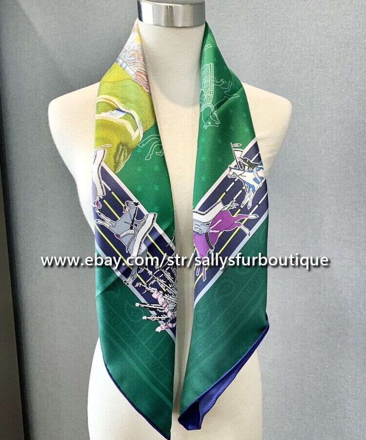 Sallys 18 Momme Twill Silk Wrap Scarf Indians Print Double Face Kerchief 35"