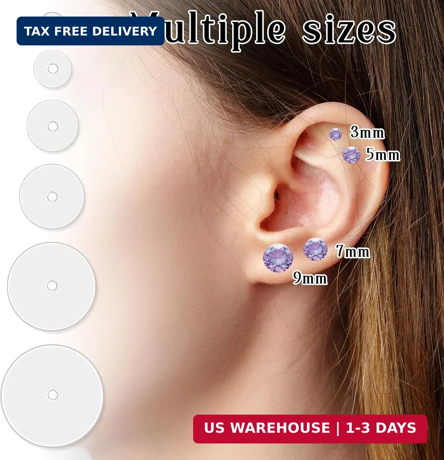 60 Pcs Piercing Disc, Pressure Disc Pads for Piercing Bump, 6 (Clear)