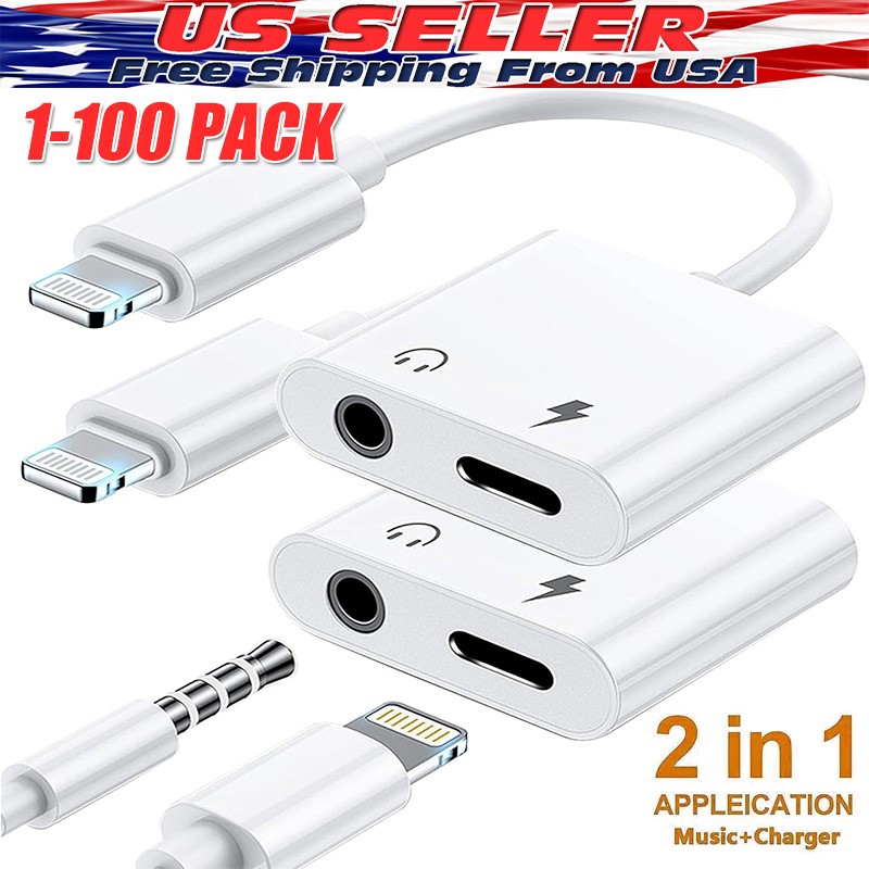 For iPhone 14 13 12 11 Pro to3.5mm AUX Headphone Jack Adapter Audio Splitter lot