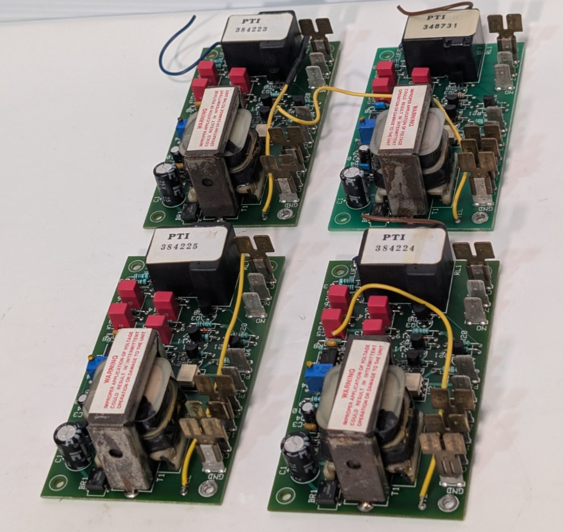 Lot of 4: Unidentified PTI Industrial PCB Control Board Assembly Modules