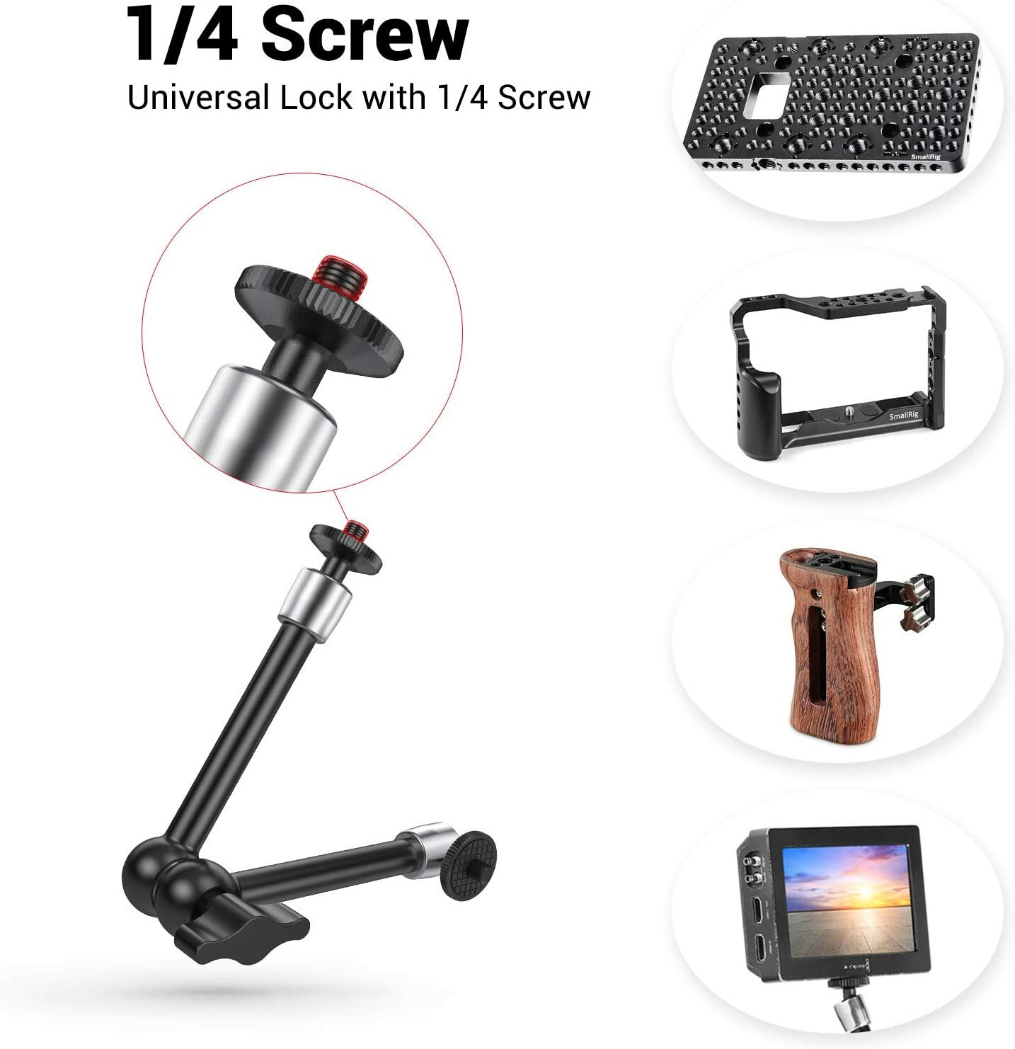 SmallRig 2066 9.8 inch Magic Arm w/Ball Head for DSLR Camera Monitor |LED Lights
