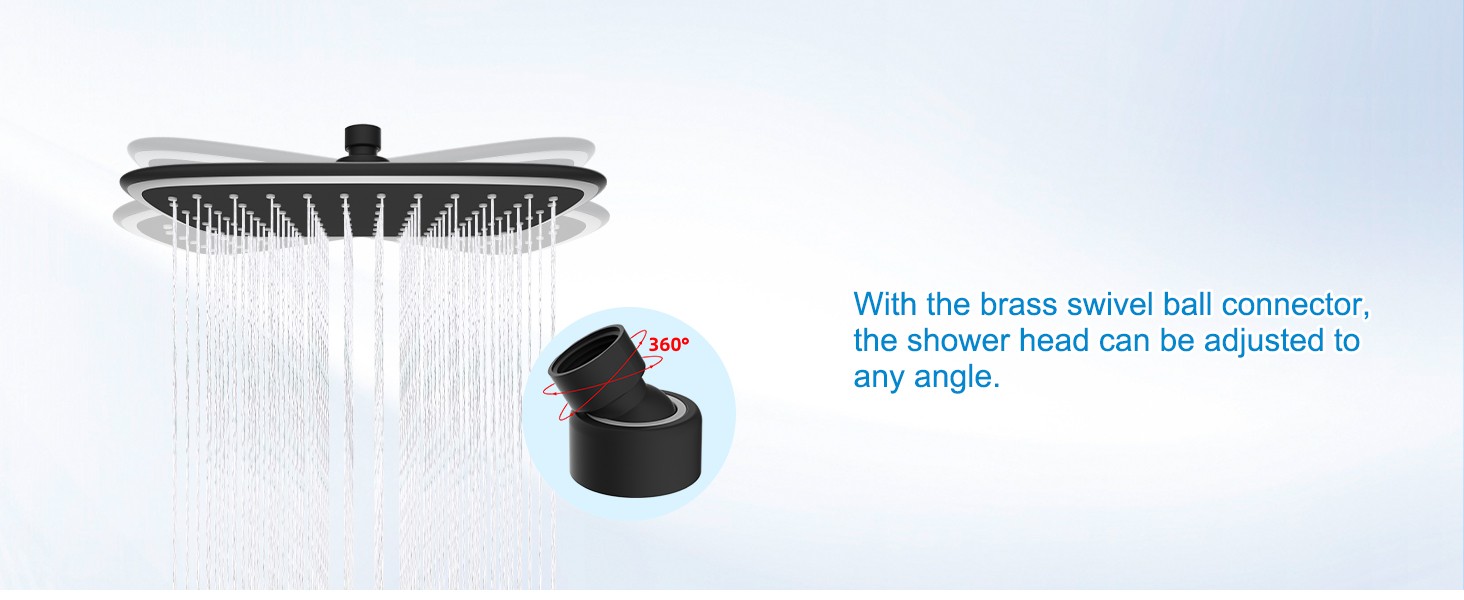 10" Black Rain Shower Head with Handheld, High Pressure Boosting Rainfall