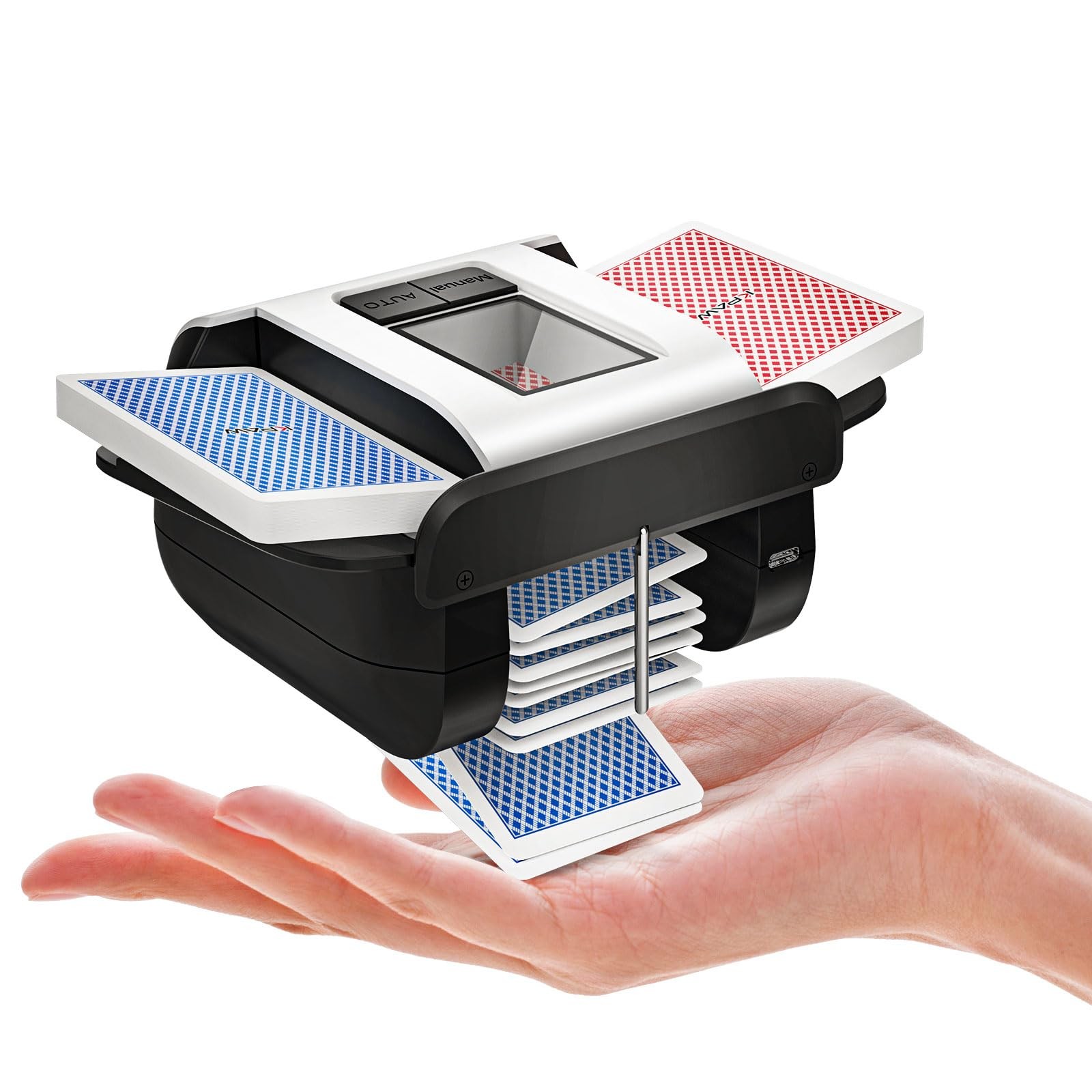 Automatic Card Shuffler Machine - 1-2 Decks Low Noise Shuffler, Rechargeable ...