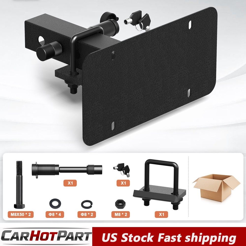 For 2” Hitch Receivers with Lock Keys Steel Trailer Hitch License Plate Holder