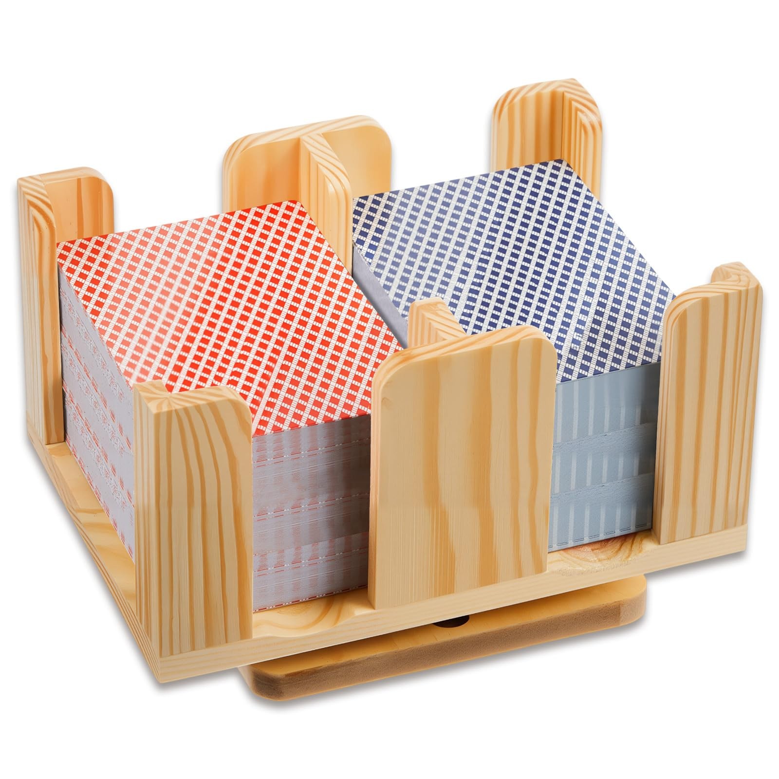 Upgraded 6 Decks Wood Playing Card Holder 360° Rotating, Canasta Card Holder ...