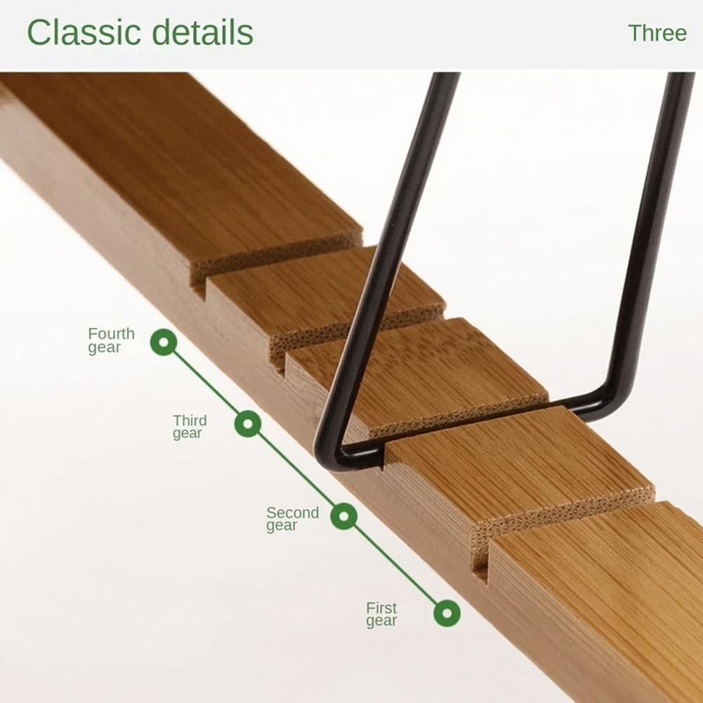 Foldable Bamboo Bed Table, Tilting Laptop Desk W/ Side Shelf, Adjustable Height
