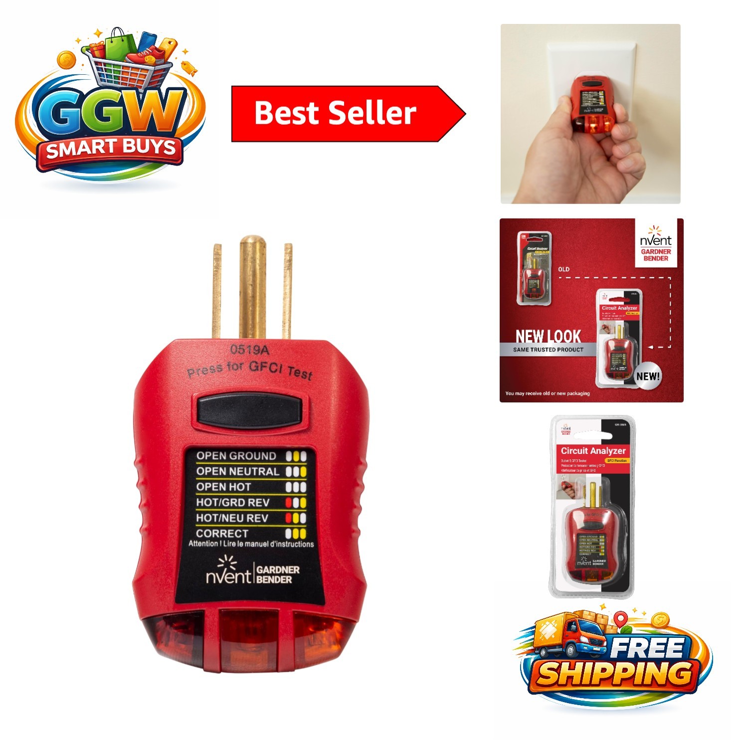 Sperry Ground Fault Tester & Circuit Analyzer - 110-125V with 7 LED Indicators
