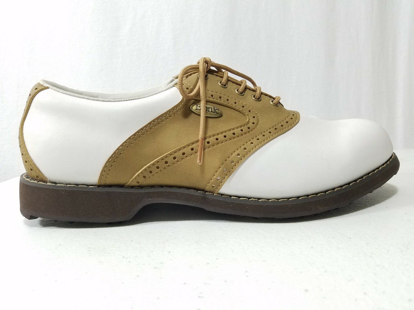 Etonic Lites Mens White Brown Lace Up Golf Shoes Size 8.5 M
