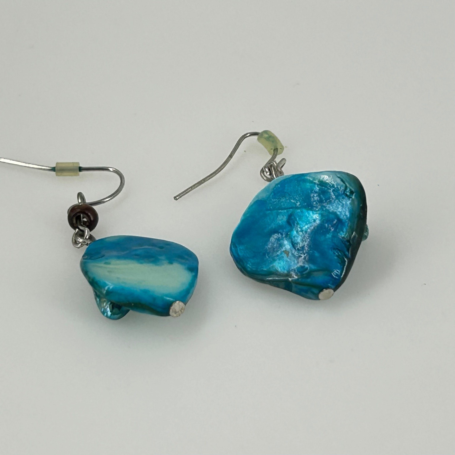 Handcrafted Blue Abalone Shell Dangle Earrings