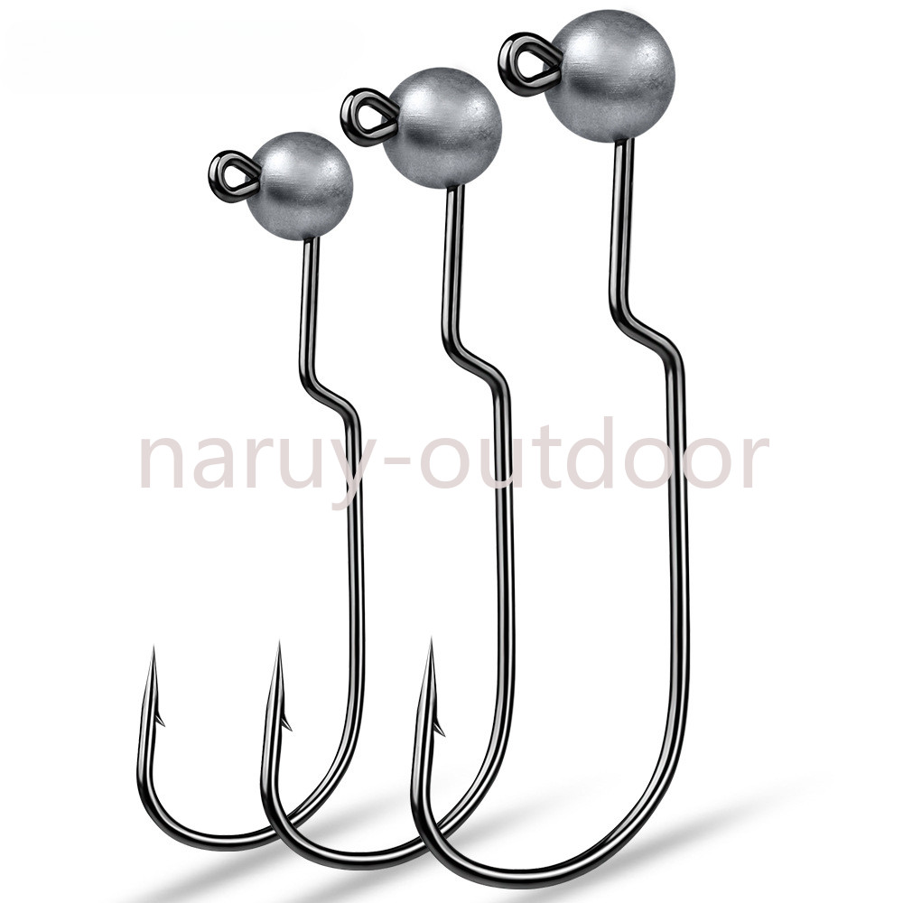 25/50 Pack 1/32 1/18 1/12 1/8 OZ Swing Jig Head Weighted Hooks for Bass Fishing