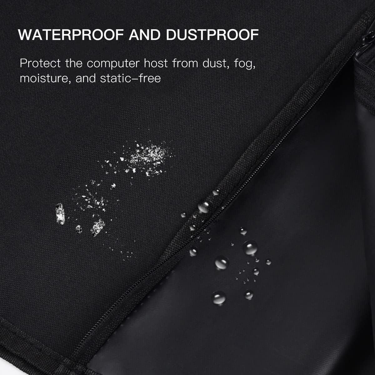 Computer CPU Dust Cover, Waterproof Desktop PC Mid-Tower Host Black