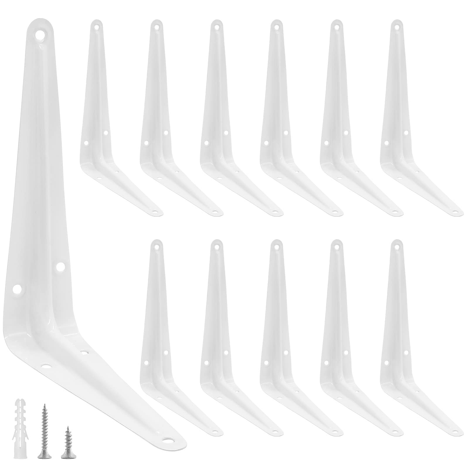 12pcs 6 Inch Shelf Brackets, White L Bracket