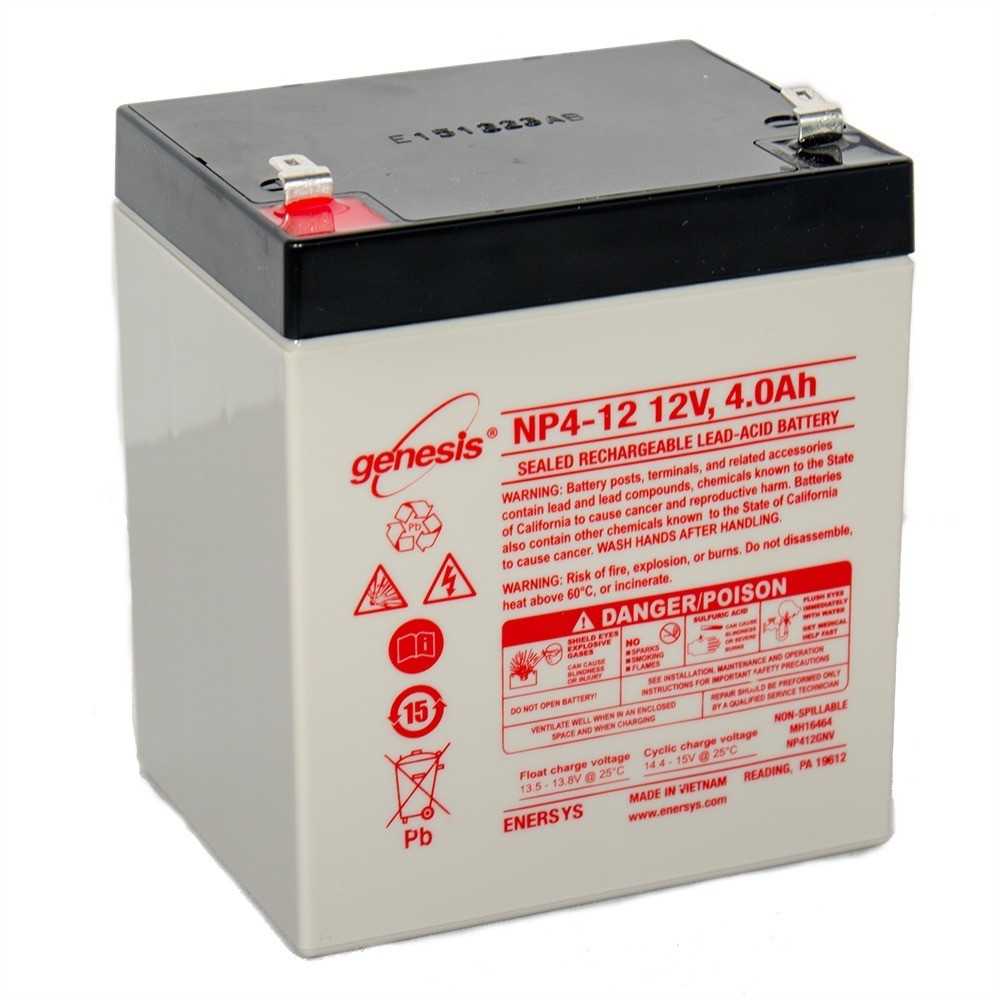 Enersys Genesis NP4-12 12V/4Ah Sealed Lead Acid Battery w/F1 Terminals #:NP4-12