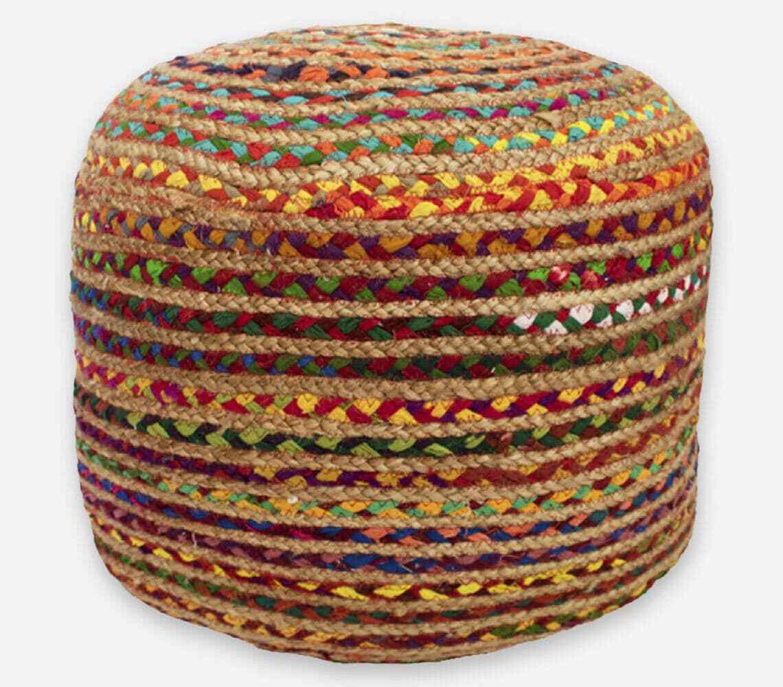 Pouf Cotton Jute Cover Home Decor Braided Living Room Ottoman Foot Stool Cover