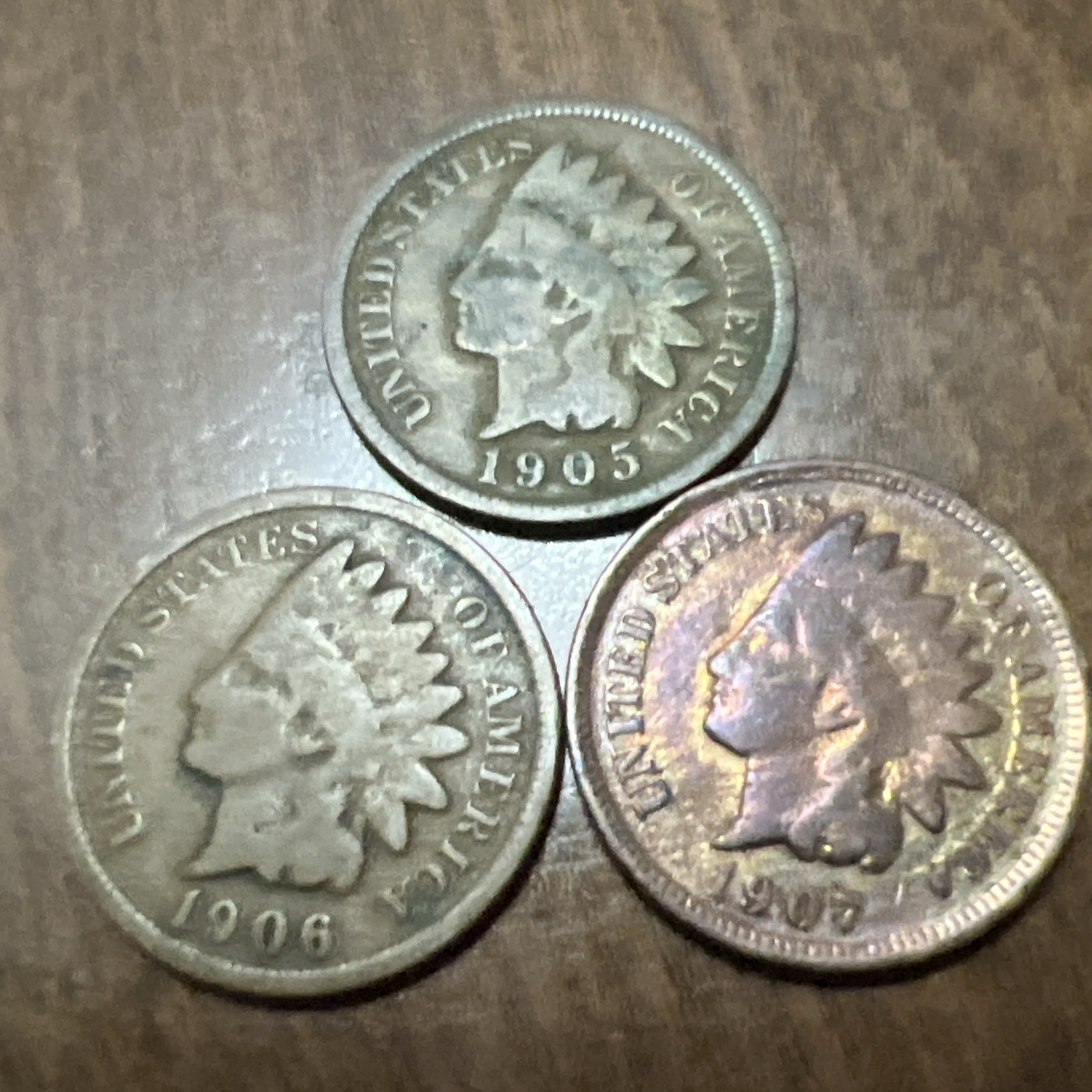 Indian Head cent lot - 1905,1906,1907 Free Shipping