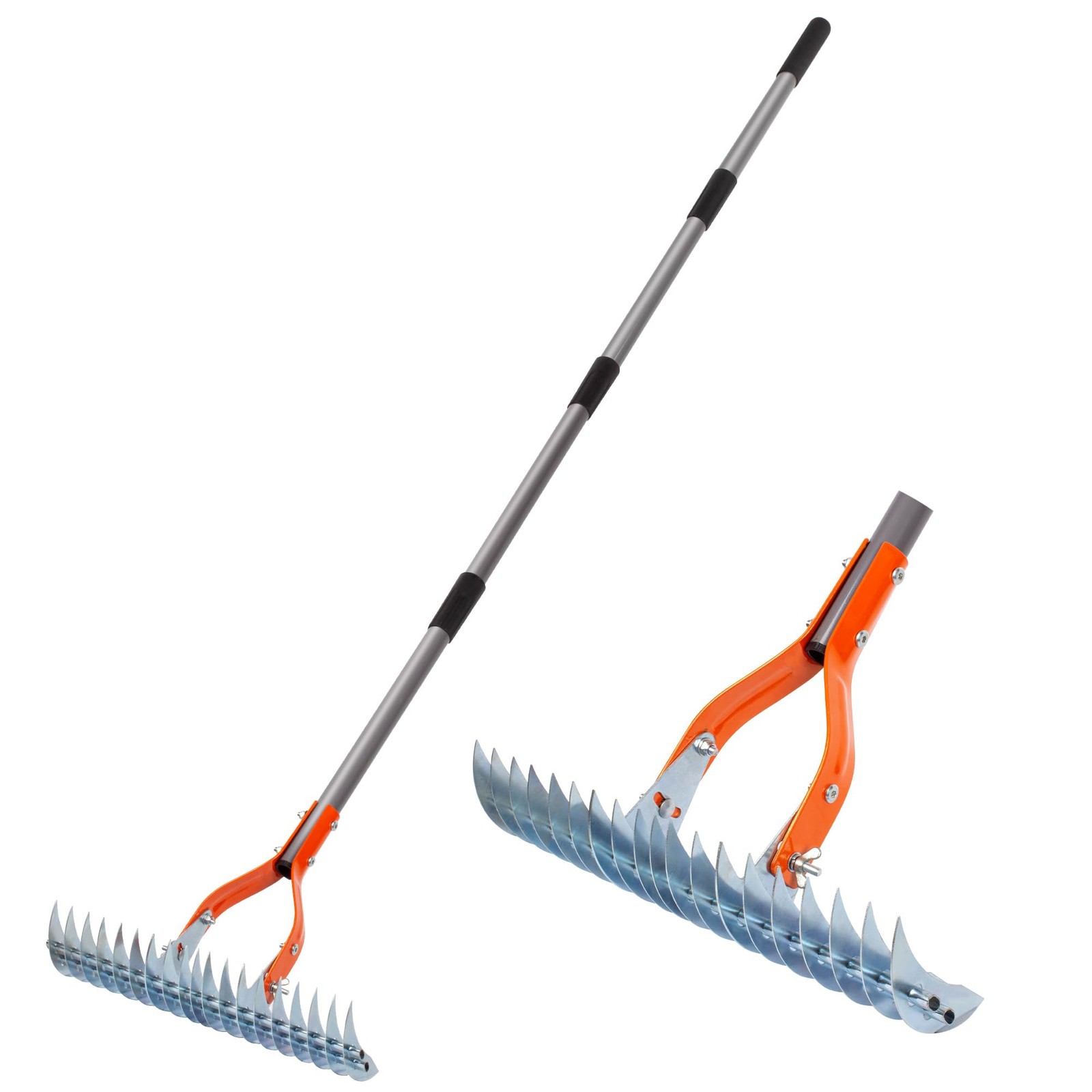 Walensee Thatch Rake, 15-Inch Lawn Thatching Robust Dethatcher Orange