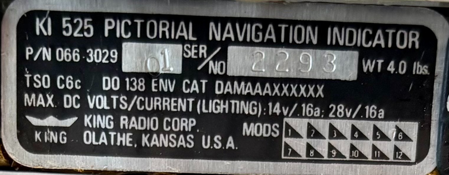 Pictorial Navigation Indicator KI525 066-3029-01 Removed Working