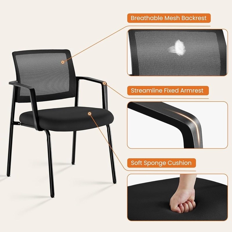 Ergonomic Stackable Office Chair W/ Breathable Mesh Backrest Comfort Support New