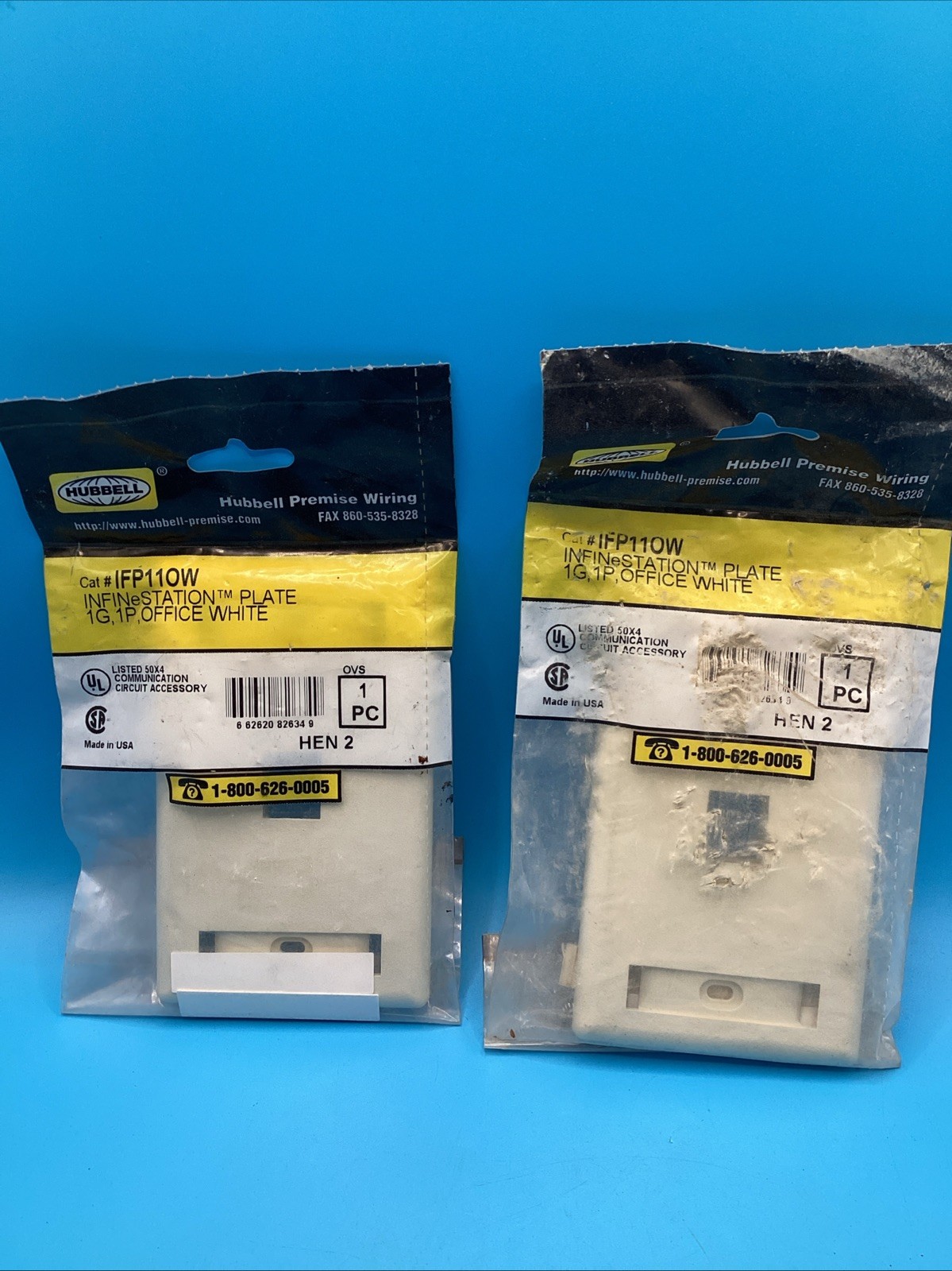 Lot of 2 Hubbell IFP110W Infinestation Plate 1G 1P Office White New