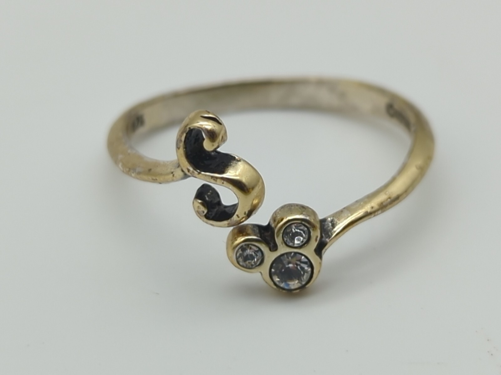 Round Cut CZ Mickey Mouse "S" Adjustable Initial Toe Ring SIZE 7