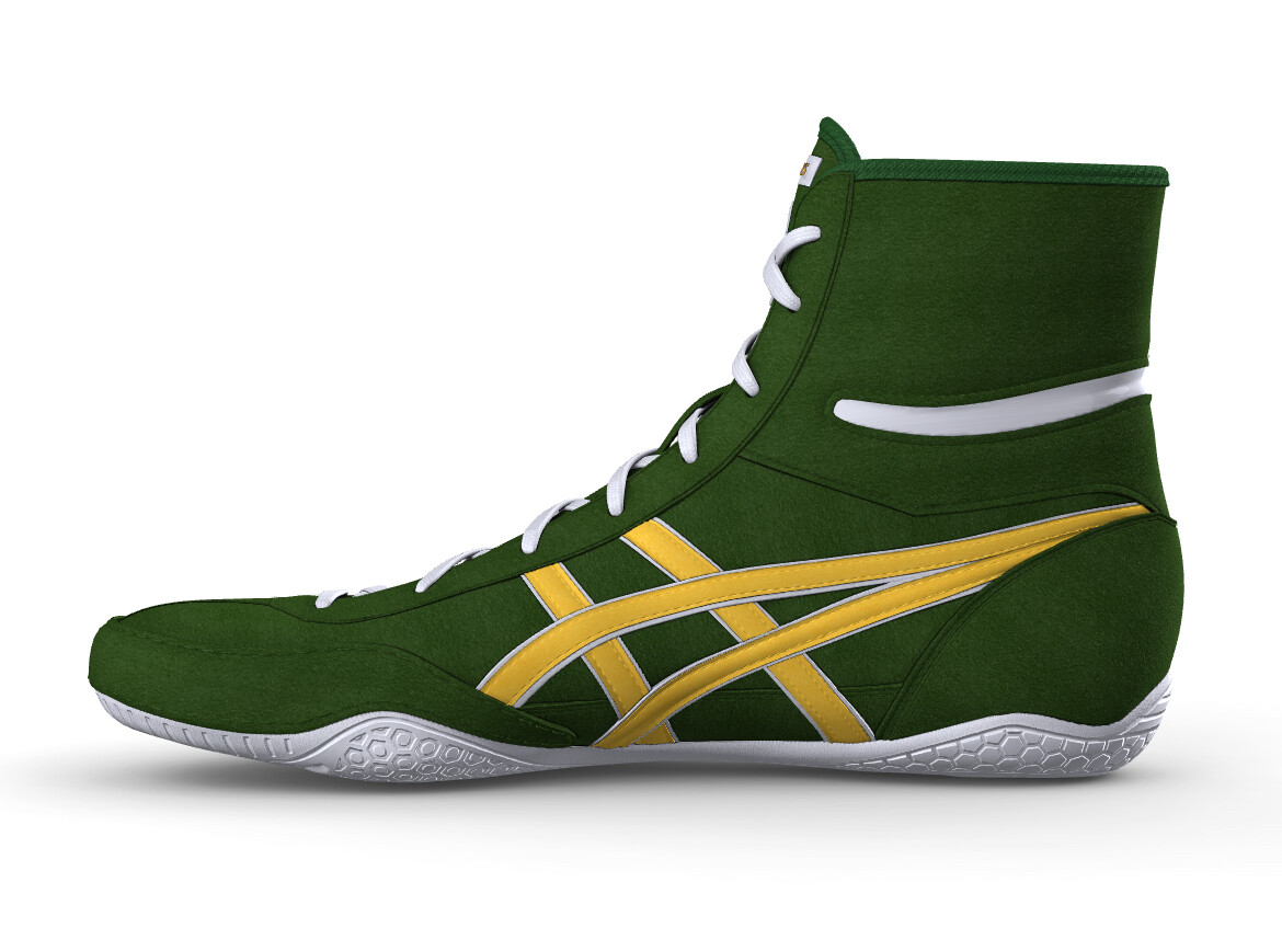 asics Boxing Wrestling Shoes Green Yellow Line White NEW EX-EO TWR900 Next