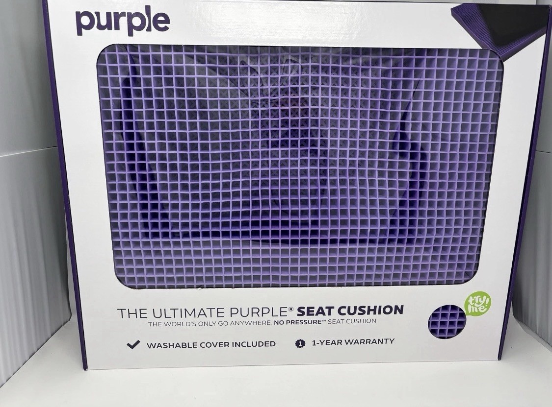 Purple Ultimate Seat Cushion Pressure Reducing Grid Designed for Ultimate Comfor