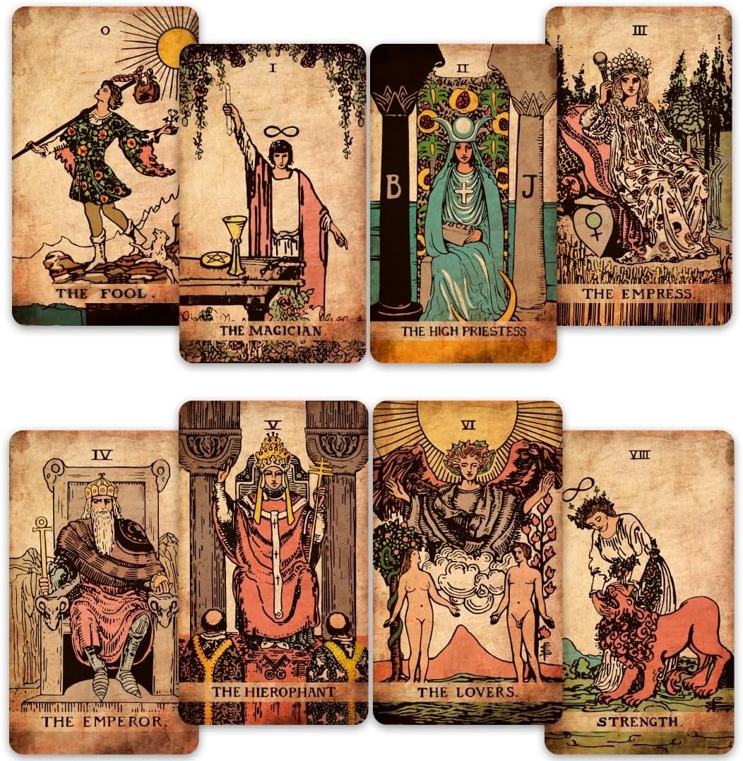 CRAFTERIAN Classic Tarot Set - 78 Gold-Edged Cards with Guidebook -...