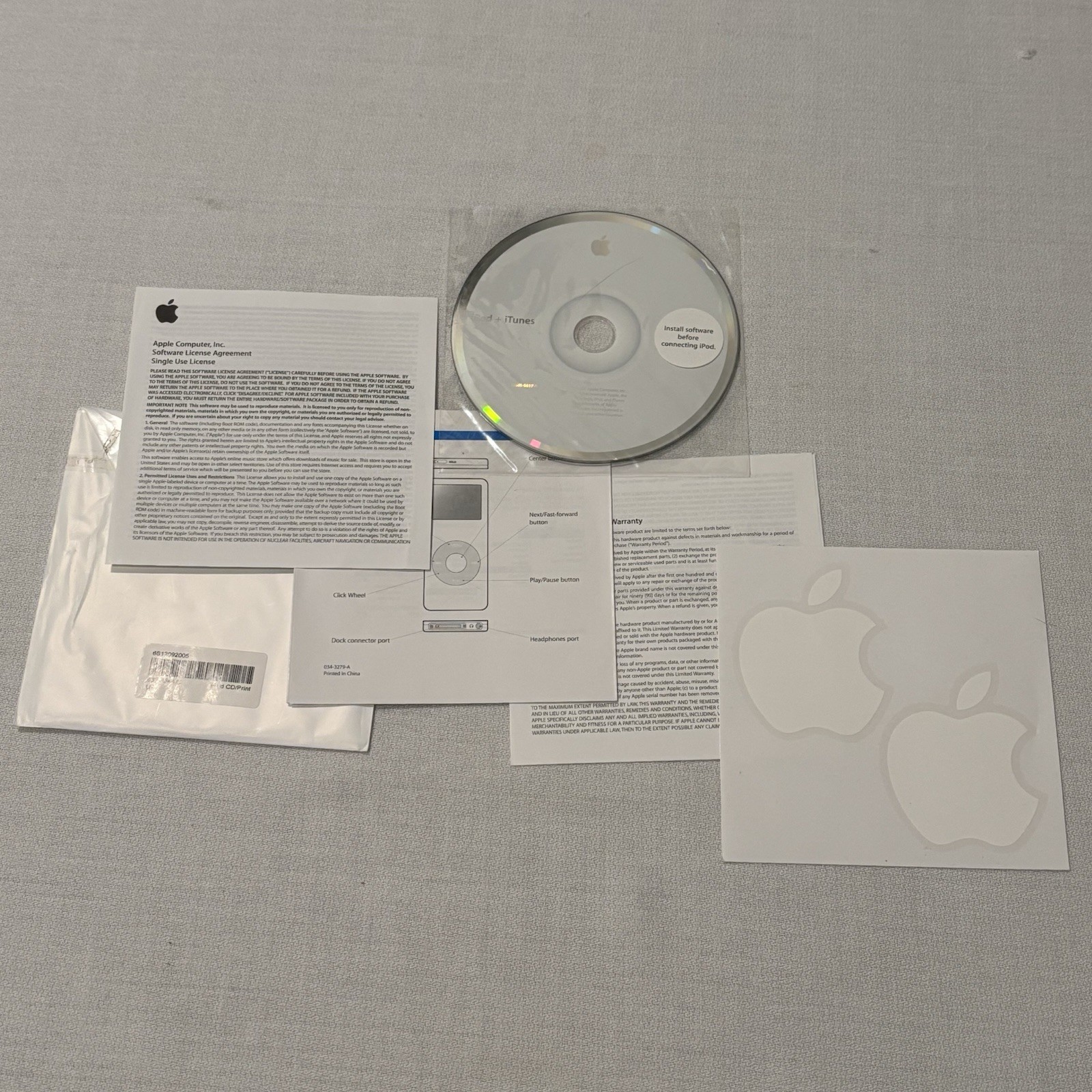 VTG 2005 APPLE iPod + iTunes Installation Software CD 2Z691-5617-A Disc Software