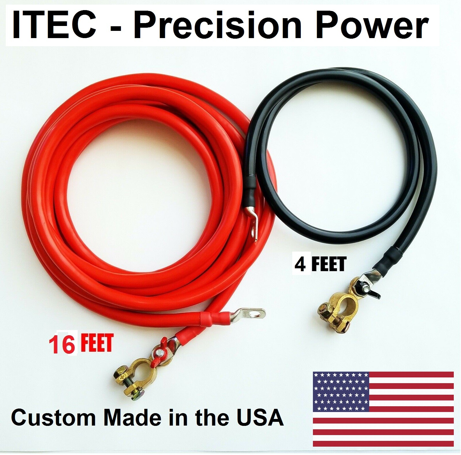 Battery Relocation Kit, # 2 AWG Cable, Top Post 16 FT RED / 4FT BLACK,USA MADE