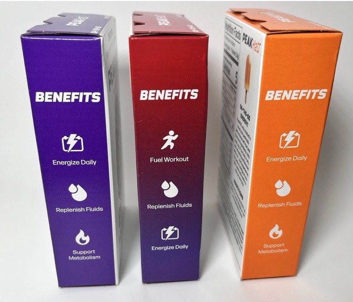 PEAK H2O ENERGY Zero Sugar Caffeine Electrolyte Orange Blackberry Ice Pop 3packs