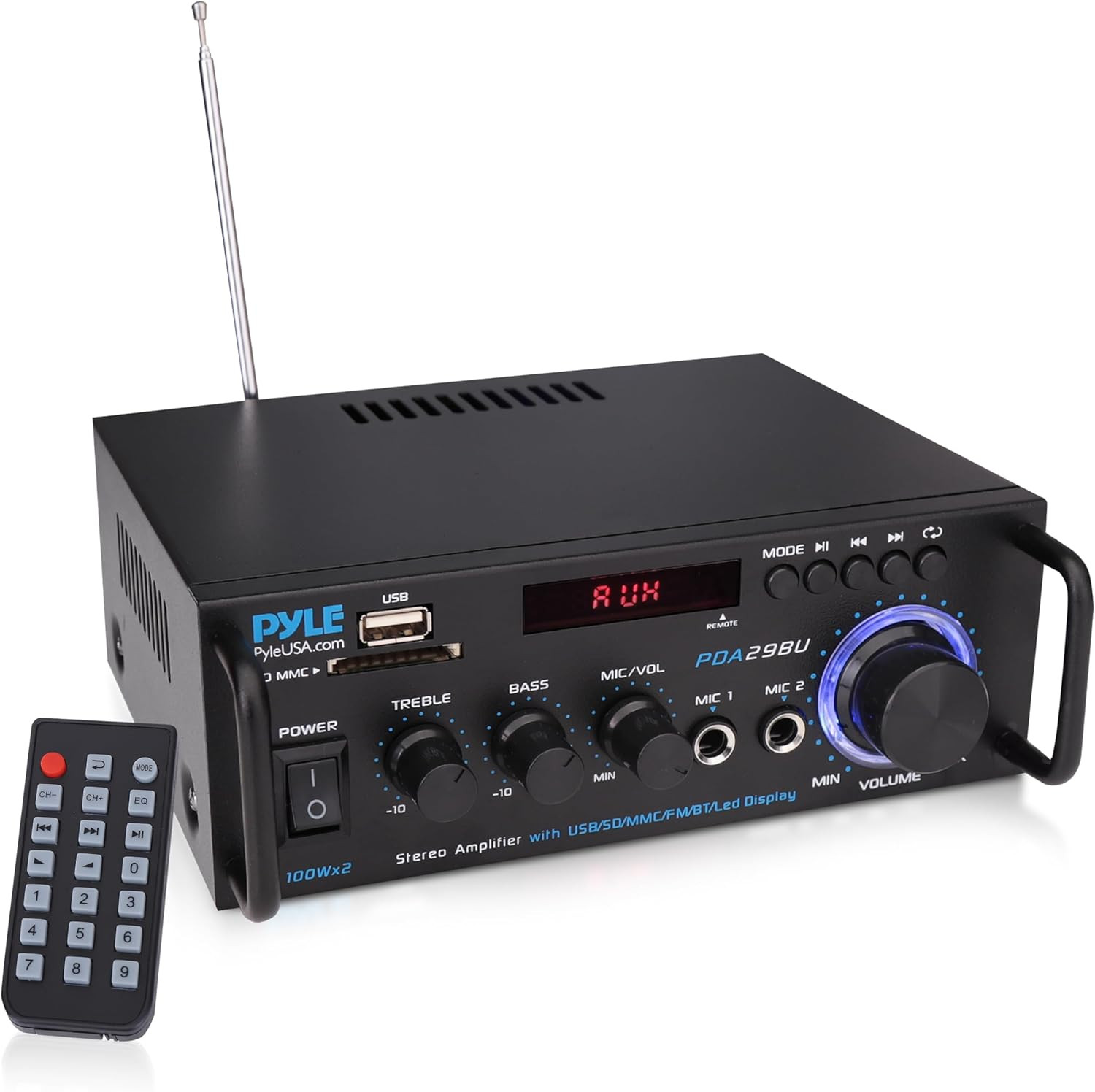 Pyle 200W Stereo Power Amplifier with Bluetooth - Dual Channel Audio Receiver -