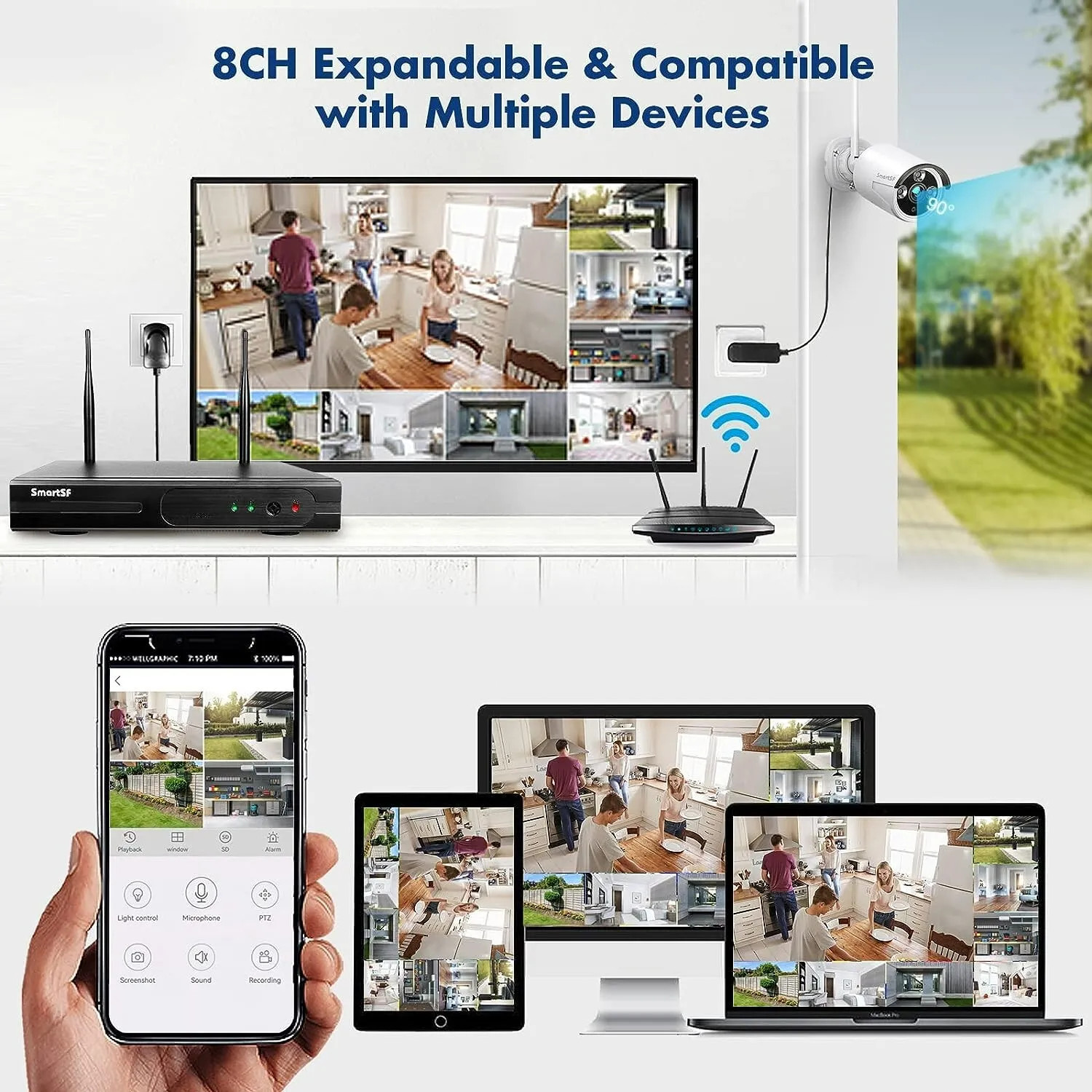 H.265+ 10CH NVR Wireless Security Cameras System 3MP outdoor camera 1TB