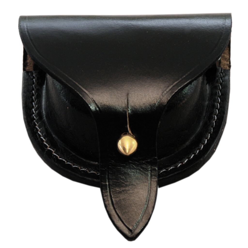 U.S. Civil War Black Leather Musket Rifle Percussion Cap Pouch US Shield Reprodu