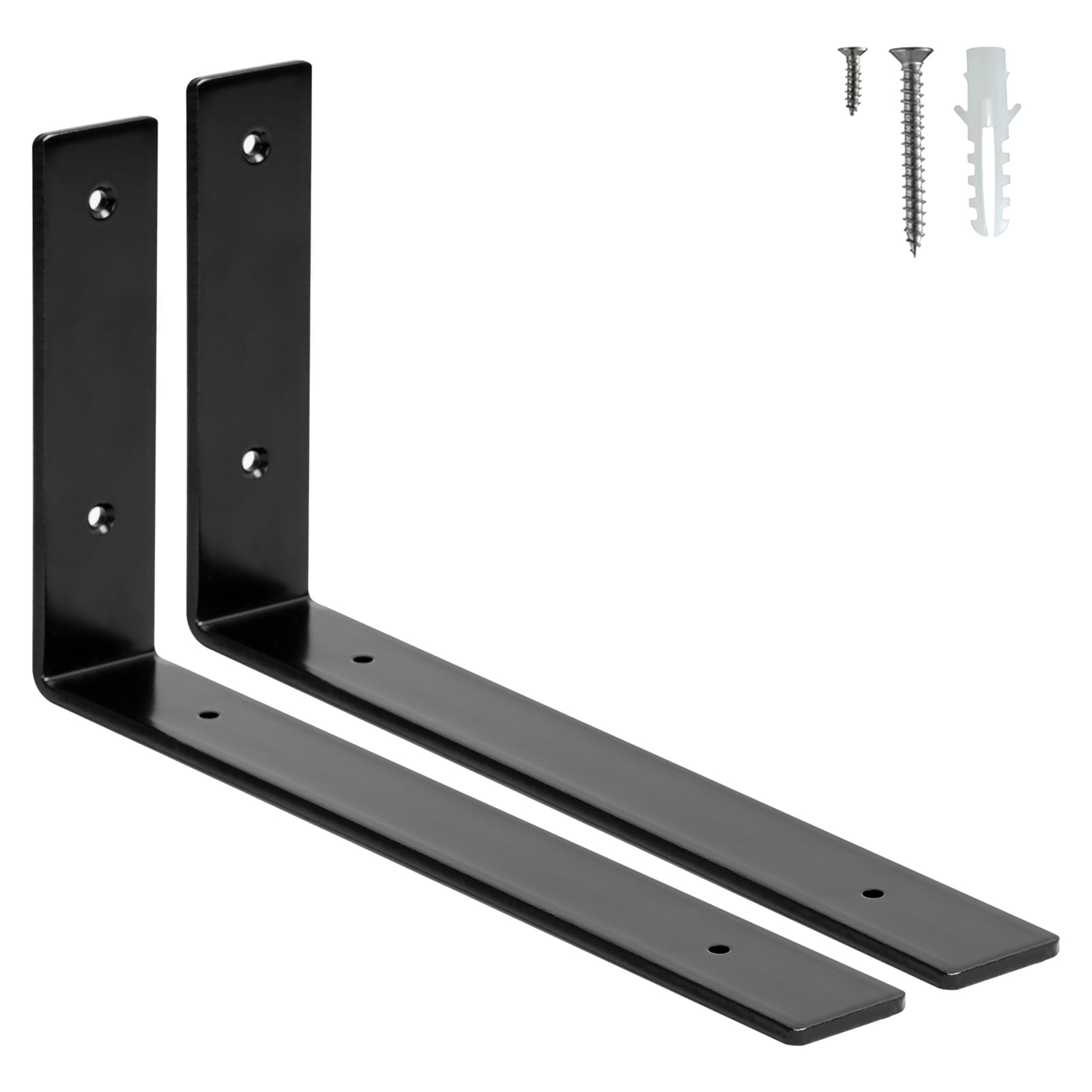 2 Pack Shelf Brackets 12 Inch L Brackets Black Heavy Duty Metal 12x6x1.4