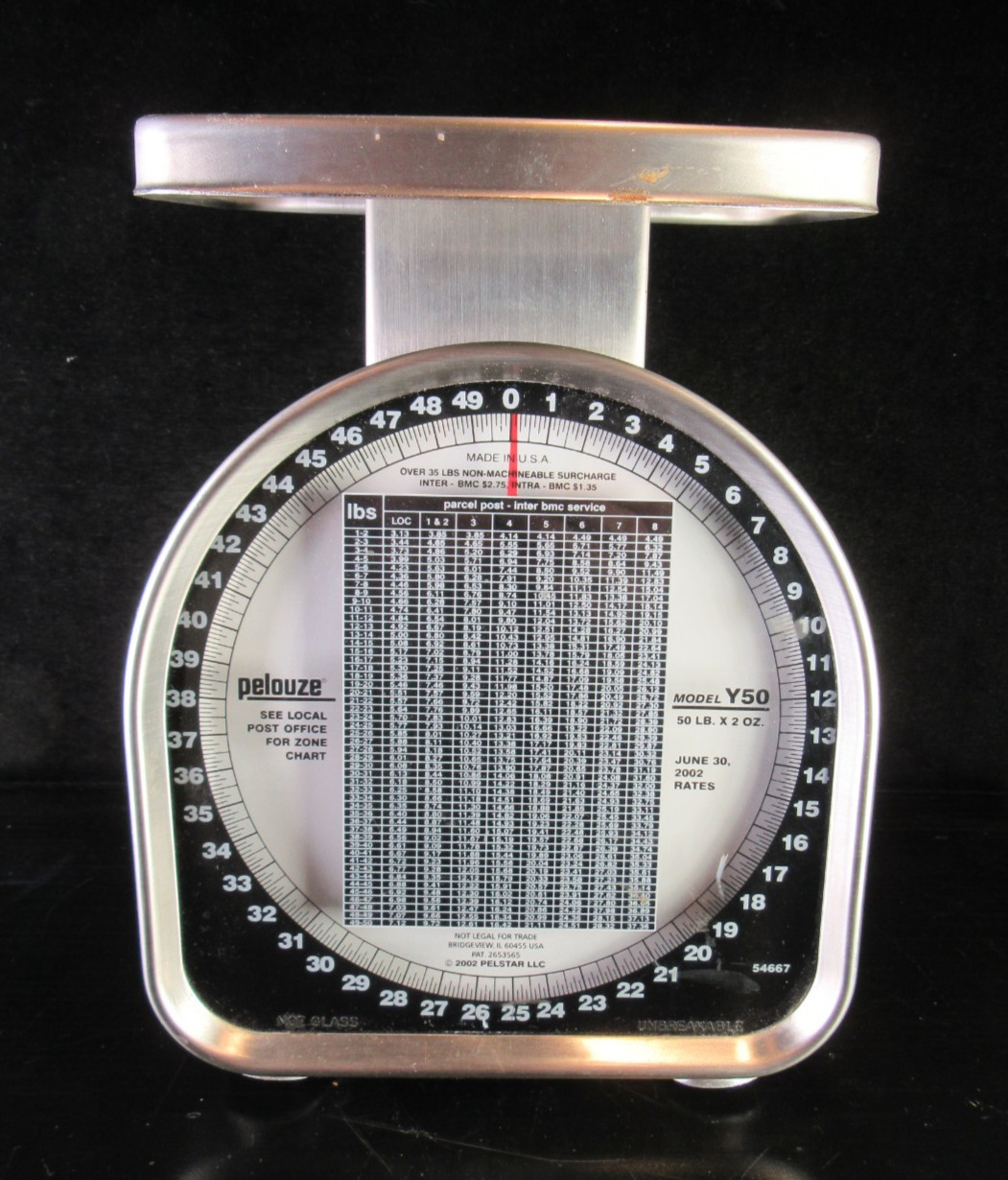 Vintage Pelouze Model Y50 Parcel Post Scale 50lb X 2 2002 Pelstar