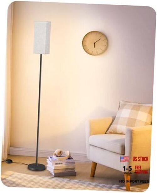 64.6" Floor Lamp, Pole with Foot Switch, Modern Standing Lamp Beige + Black