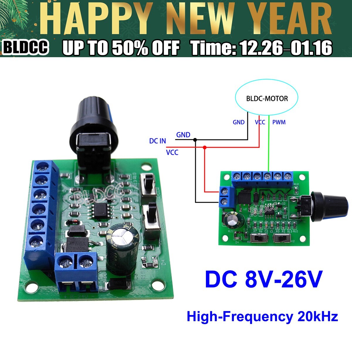 BLDC DC 8V-26V Brushless DC Motor Speed Controller 20kHz PWM Signal Generator BL