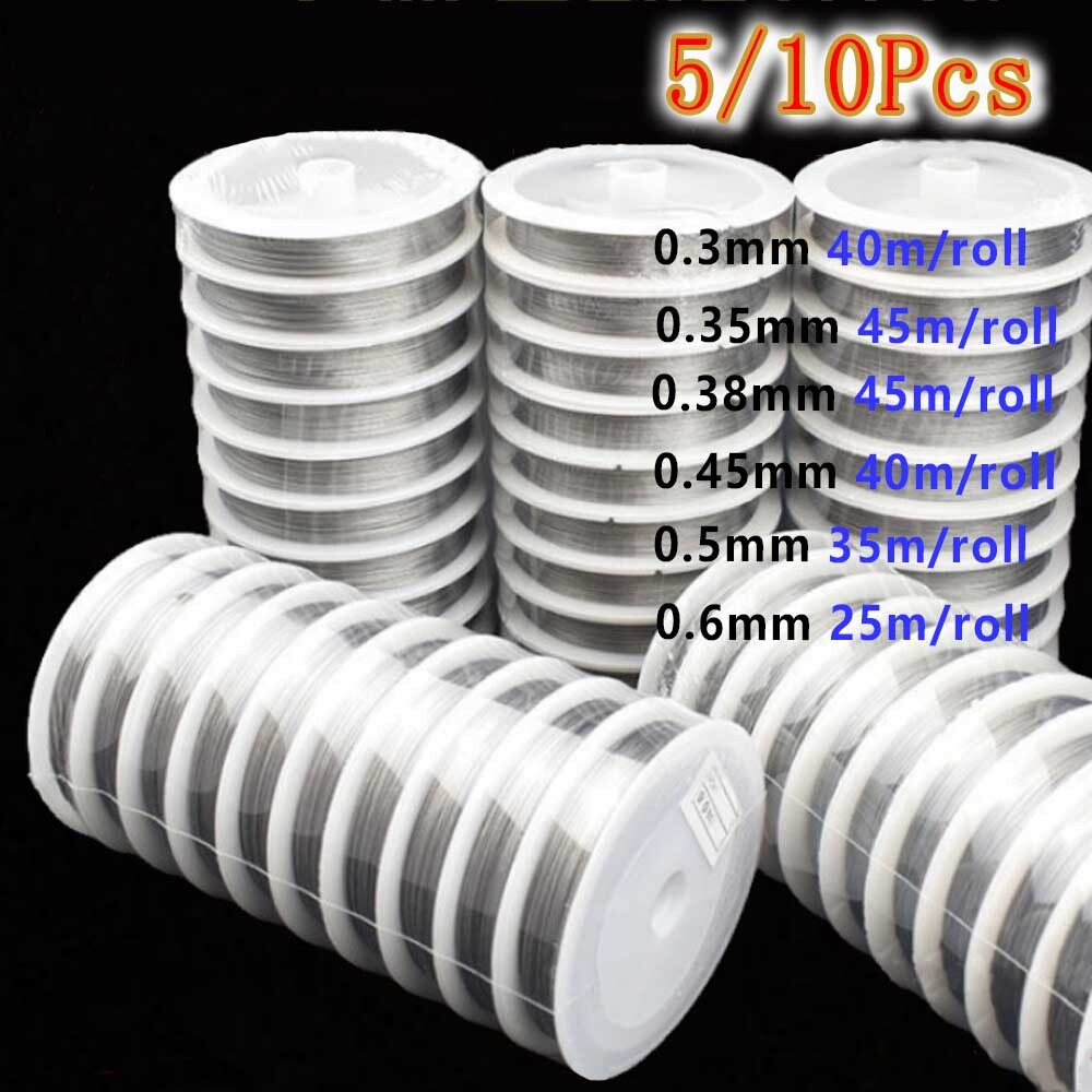 5/10rolls beading wire nylon-coated stainless steel Clear 0.3-0.6mm Strong 7 str