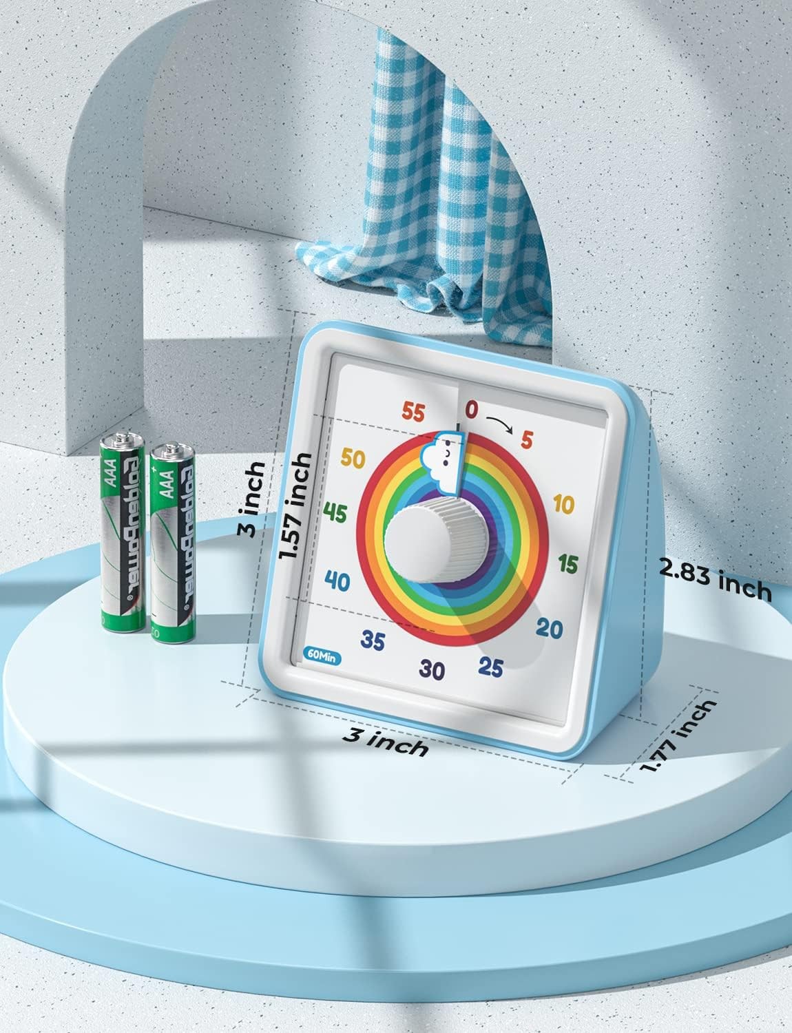 Multifunctional Visual Timer 60 Minutes Rainbow Pattern Silent Countdown Clock