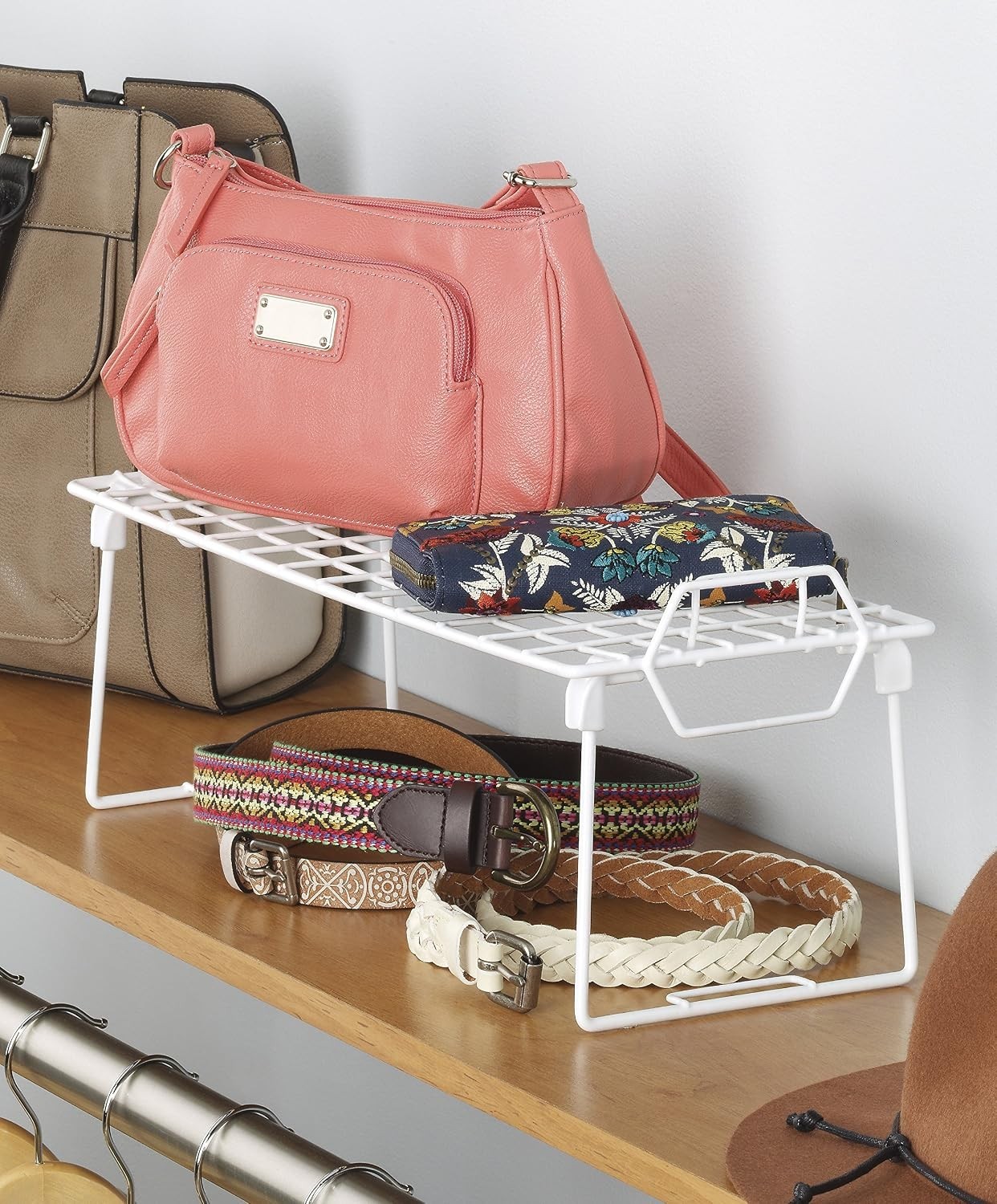 Stackable Wire Shelf Organizer Metal Cabinet Organizer Space Saving Storage