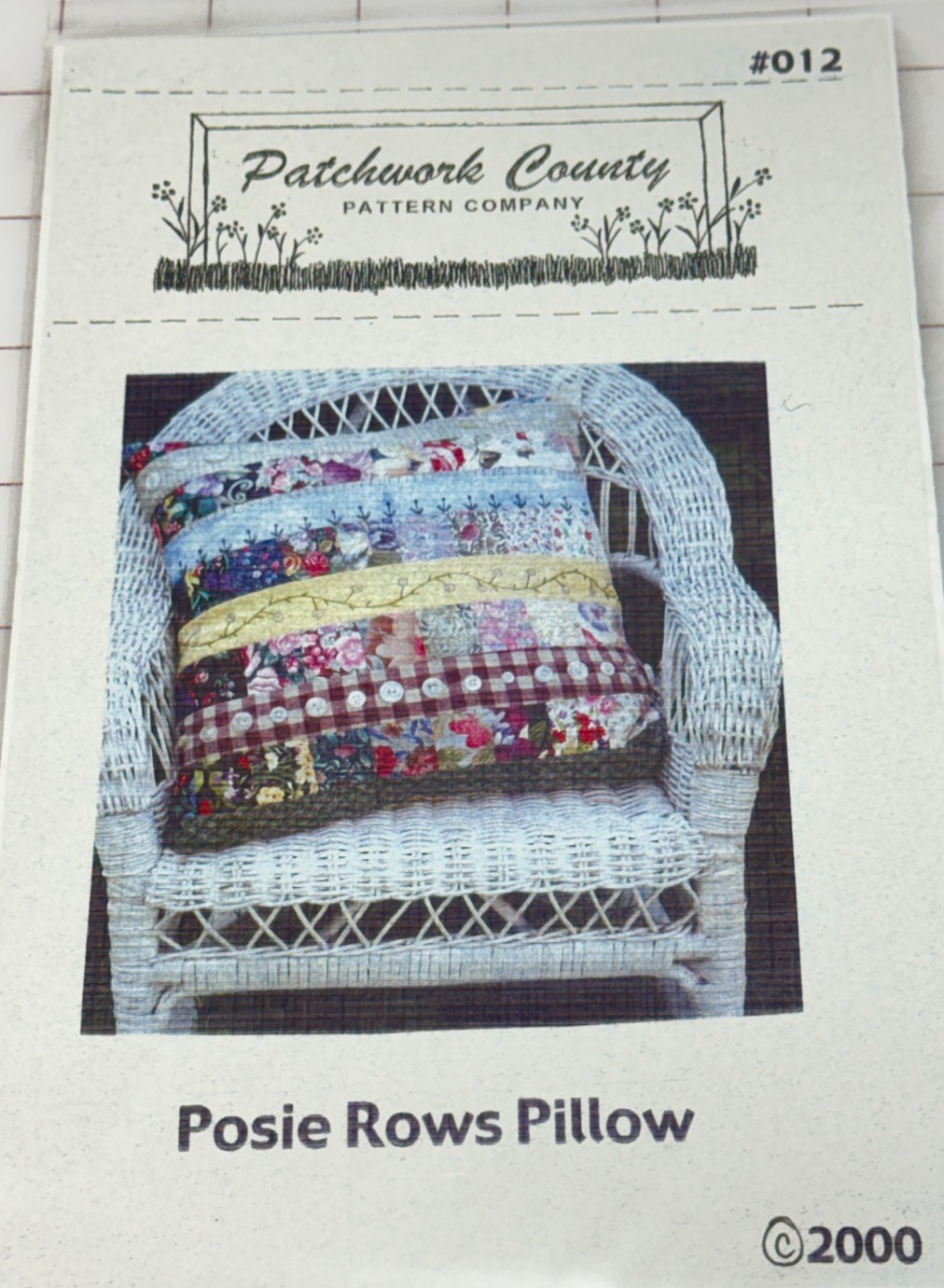 POSIE ROWS PILLOW Quilt & Pillow 15" Pattern Patchwork County Pattern Company