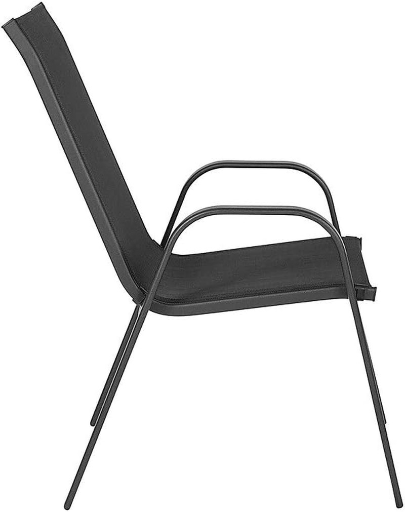 Set of 5 Stackable Black Patio Chairs with Modern Sling Design