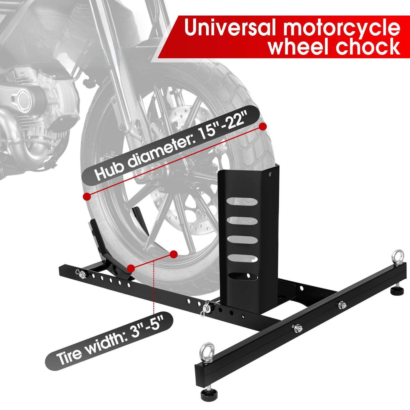 Heavy Duty Motorcycle Wheel Chock Front Stand Adjustable 15-22 Inch 1800lb