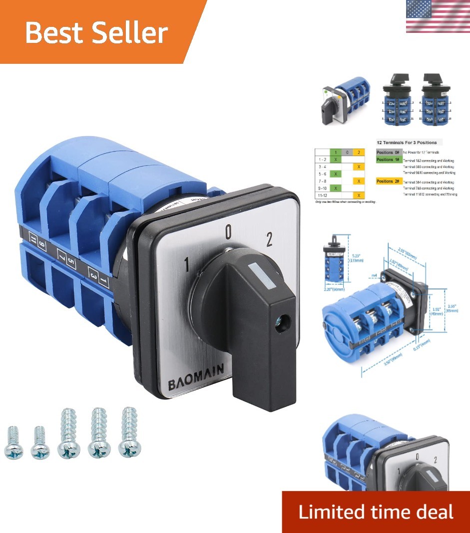 Compact 660V Rotary Changeover Switch - 63A, Ideal for DIY and Professionals