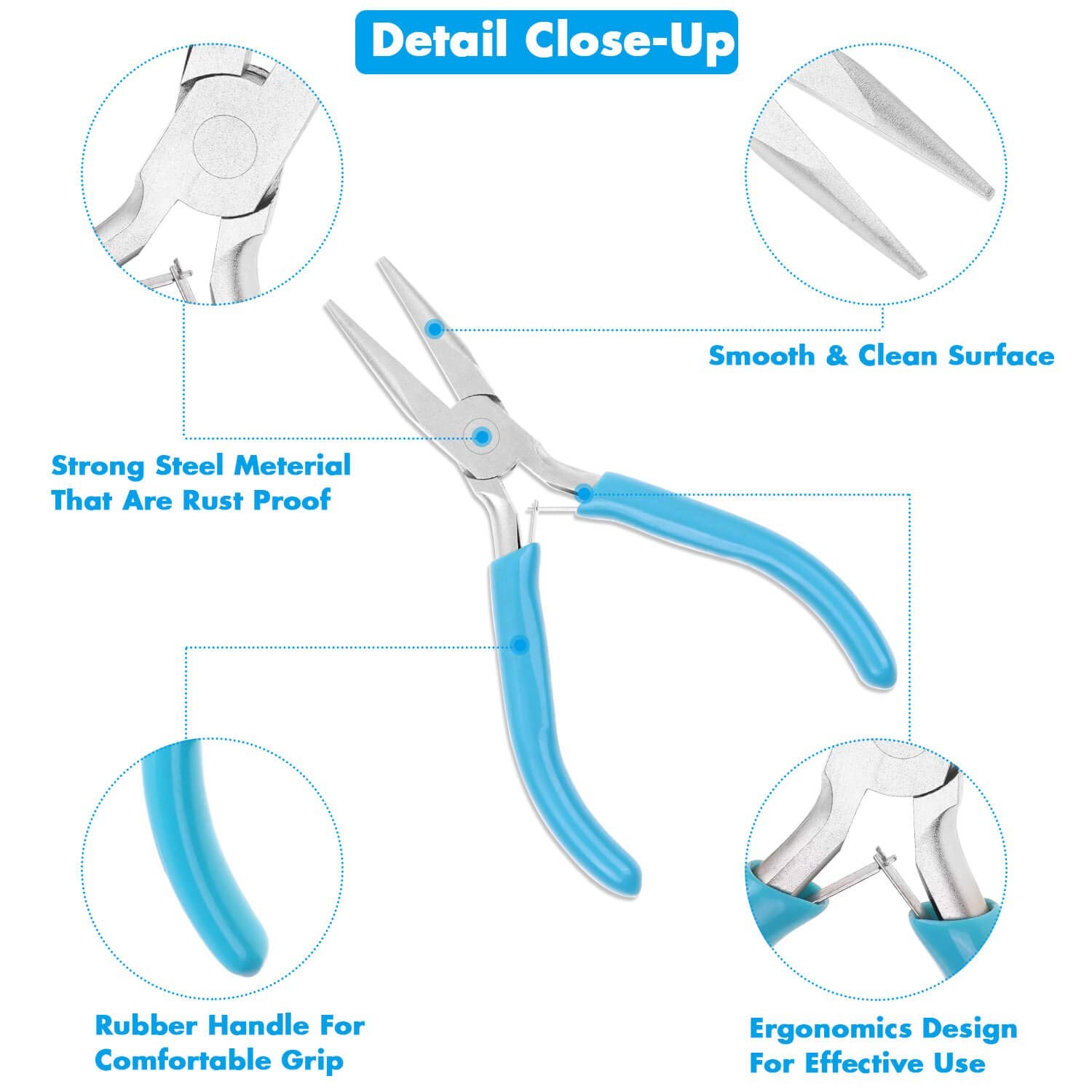Jewelry Making Pliers Set: Needle, Chain, Round Nose & Wire Cutter Tools