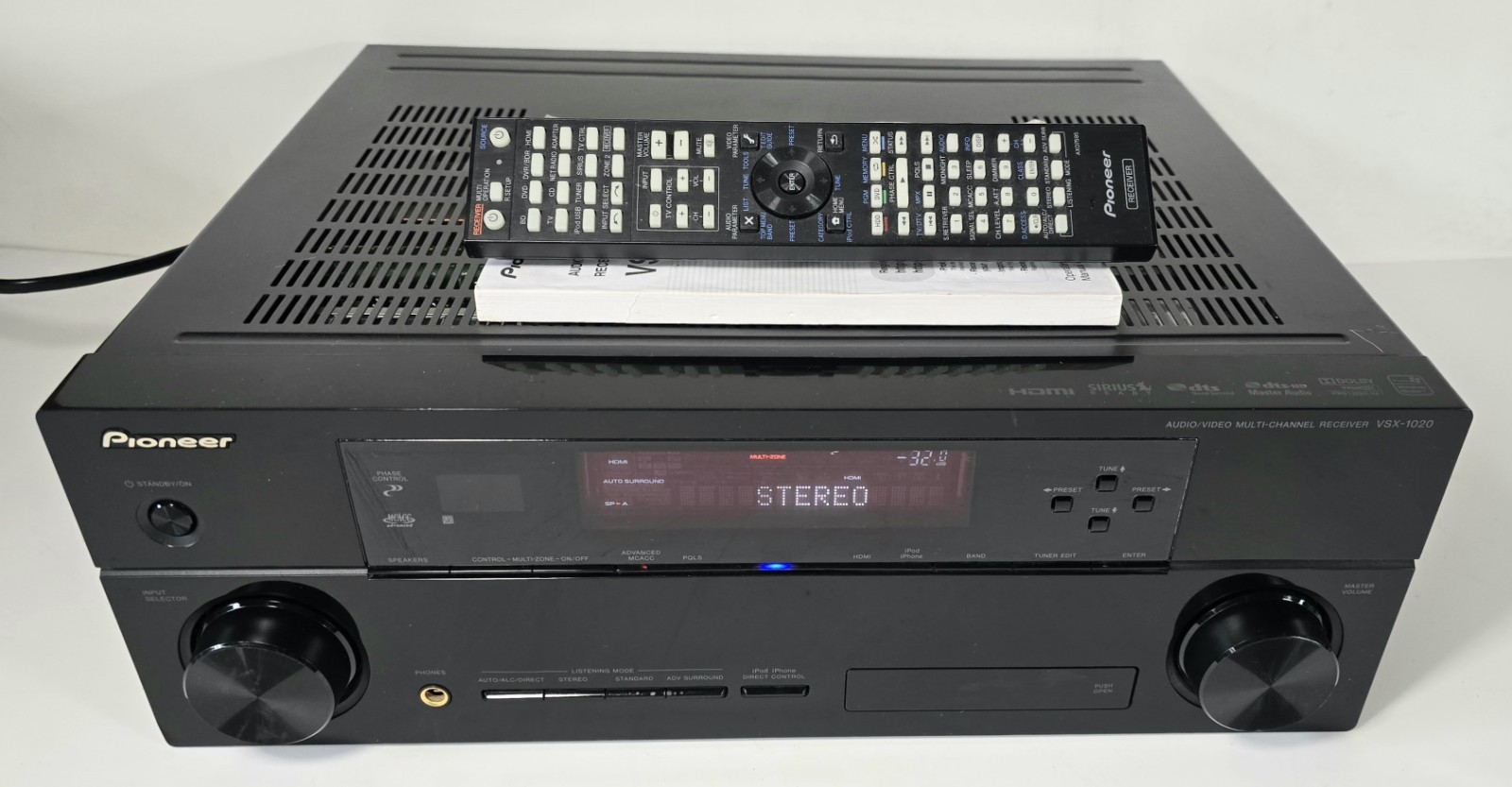 Pioneer VSX-1020-K 125w x 7.1-Ch, 3D 6HDMi Multi Zone A/V Receiver W/Manual