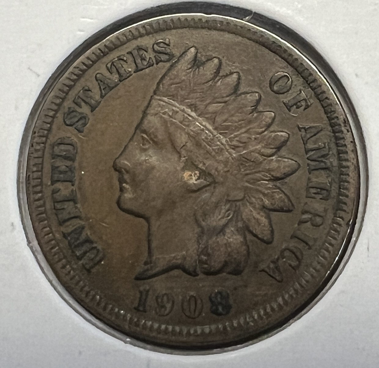 1908 INDIAN HEAD CENT GRADES EXTRA FINE ACTUAL COIN #3484