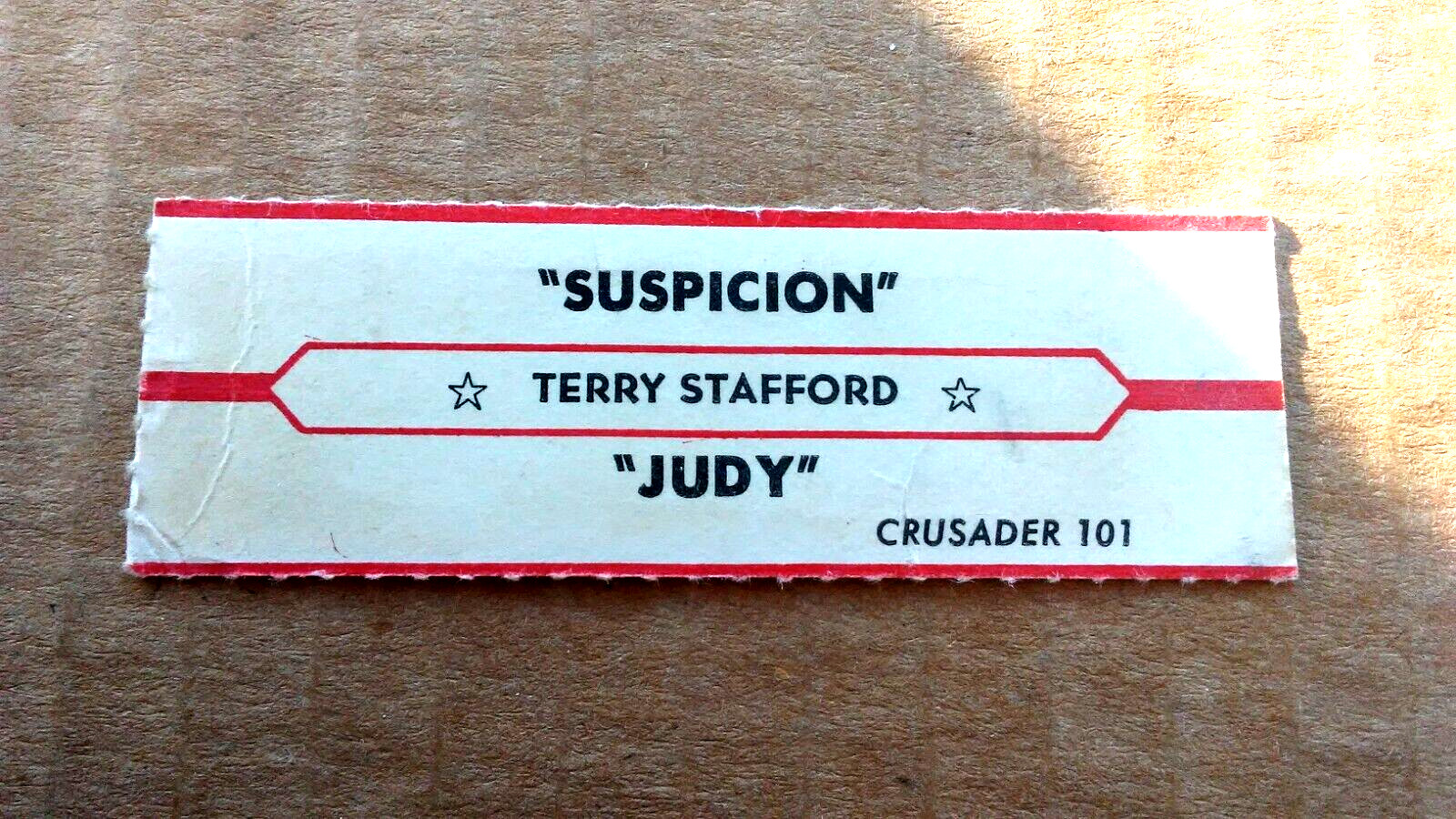 JUKEBOX VINTAGE TITLE STRIP-TERRY STAFFORD-Suspicion/Judy-L@@K!